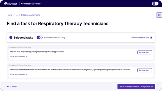 Find a task _ selected tasks