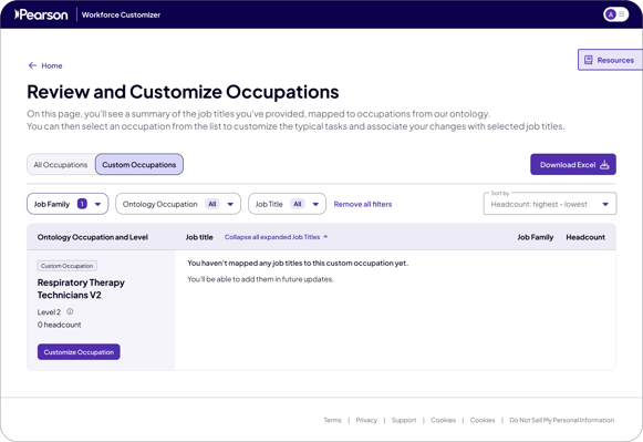 Occupation customiser - custom occupations _ No Job titles mapped to Custom occupation